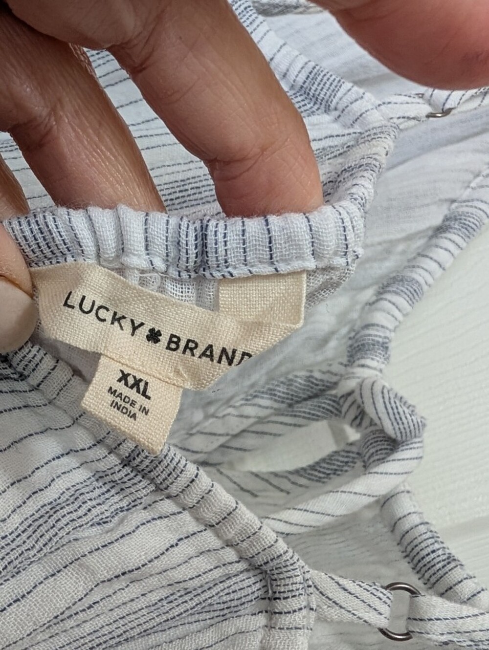 Lucky Brand Keyhole Soft And Comfy Striped Gauze Wide Leg Jumpsuit - Picture 8 of 12